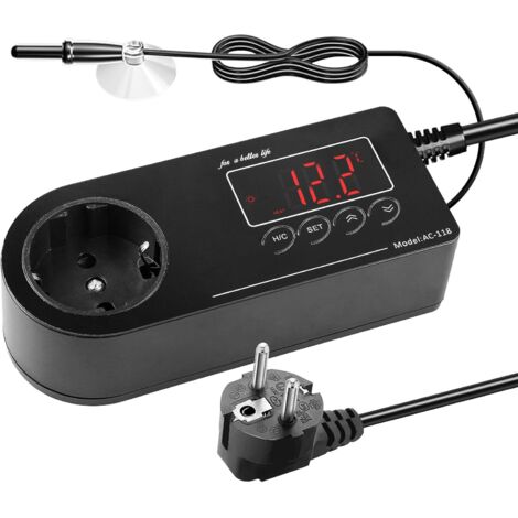 220-V-Thermostatstecker, digitaler Temperaturregler, Reptilienthermostat, Terrarienthermostat, Kühlung und Heizung für Gewächshaus, Reptilien, Aquarium, Terrarium