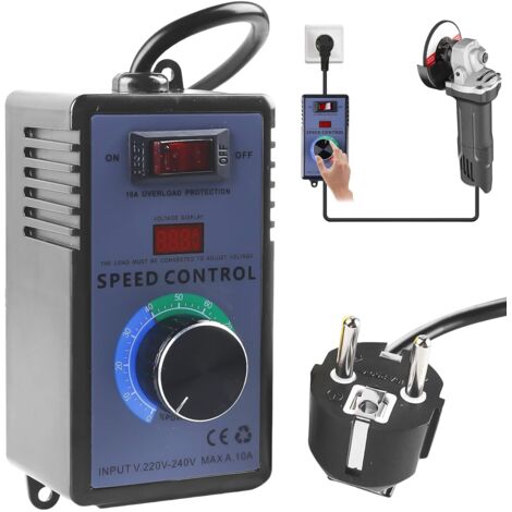Motordrehzahlregler: Spannungsregler, Drehzahlregler für Winkelschleifer, Gebläse, Handbohrmaschinen und Kreissägen. Spannungsregler, 220 V Wechselstrom, 10 A, 4000 W