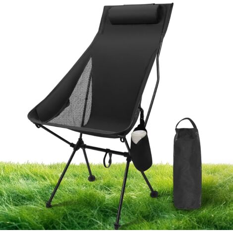 Tragbarer, faltbarer Campingstuhl, kleiner, ultraleichter Klappstuhl für Erwachsene, ultraleichter Strandstuhl mit Tragetasche, Mini-Outdoor-Klappstuhl, Tragkraft 150 kg, Schwarz (1/5)