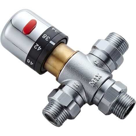 3-Wege-Thermostat-Mischventil, DN15-Temperaturregler-Badarmatur und G1/2 NPS-Außengewinde-Duschwassermischerventil