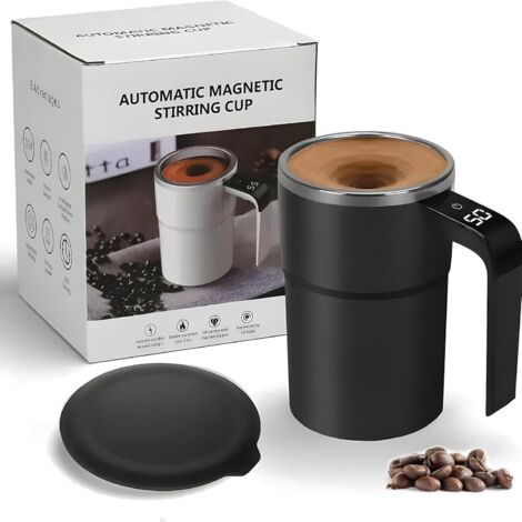 Selbstumrührender magnetischer elektrischer Becher mit Deckel, automatischer Mischbecher, nachfüllbar für Kaffee, Tee, heiße Schokolade, weiße Getränke