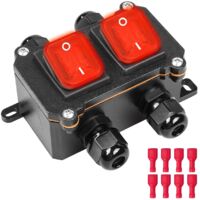IP66 wasserdichter DPST 12V DC 20A 8-poliger 2-Positionen-Ein/Aus-Wippschalter für den Außenbereich mit, roter Kontrollleuchte