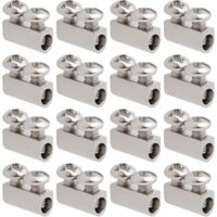 50 Stück Doppelloch-Kabelklemmen M3 10 x 5 mm Stahlklemmen mit Schraubkappe für Klemmen, geeignet für 3,0 mm Loch, silberfarben