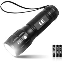 Batteriebetriebene LED-Taschenlampe, LE1000 Superhelle Handtaschenlampe, einstellbarer Fokus, wasserabweisend, kleine, leichte Taschenlampe für Stromausfälle und Camping.