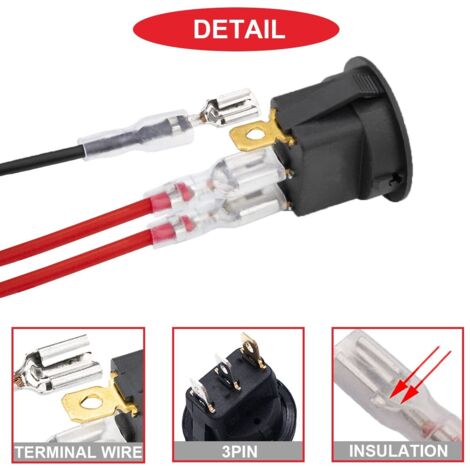 16pcs Round Rocker Switch Red LED 12V 20A 3-Pin Wired LED Light Power ...