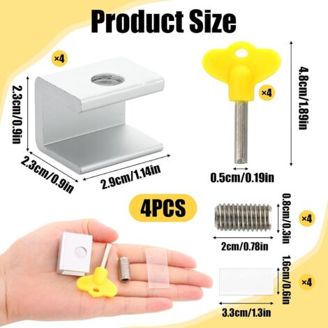 Window Lock Slide Tap Sliding Window Lock, 4PCS Sliding Window Locks, Sliding Door Stopper ...