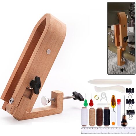 Pince à lacer pour la couture et le laçage, pince en bois pour outils de couture du cuir, 29 pièces réglables, pour maintenir les outils de maroquinerie (pince en bois pliable) (1/5)