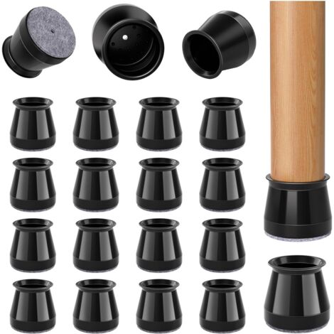 32pièces Protection Pied de Chaise,Petit protège Pied de Chaise, Protections de Sol en Silicone Noir pour Pieds de Chaise avec Patins en Feutre (Fit:23-32.9 mm) (1/5)