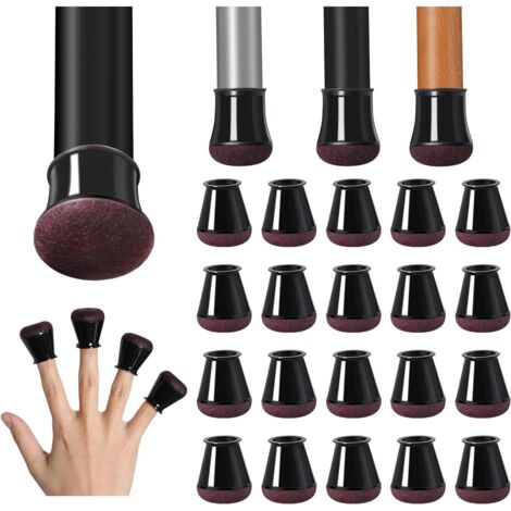 Protection Pied de Chaise, 20 pièces petits protecteurs de sol noirs en silicone avec revêtement en feutre, Couvre-Jambes de Chaise Capuchons de Jambe de Chaise en Silicone, diamètre 14-20mm (1/5)