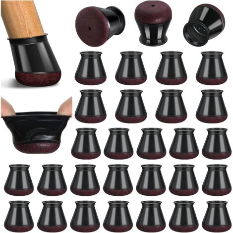 32 pièces Protection Pied de Chaise, Patins pour Chaises en Silicone avec Feutre épaissi, Noir Petit Patin de Chaise Protections Tampon de Sol, réduire Les Rayures (1/5)