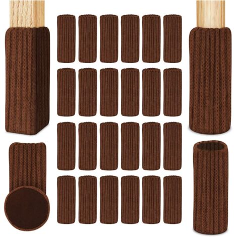 Chaussette Chaise pour Pieds de Chaise, 24pcs Chaussettes de Chaise Mobilier en Feutre, Patins Antidérapants pour Convient aux Pieds de Chaise, Évitez Les Rayures et Le Bruit, Brun (1/5)