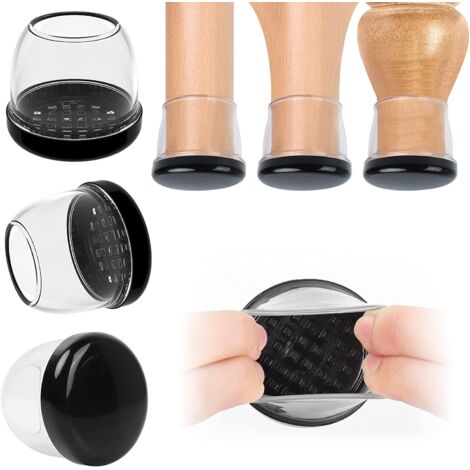 Couvre-Pieds de Chaise, 16 pcs Rond protecteurs de Sol en Silicone Transparent pour Pieds de Chaise, Patins de Chaise 36-56mm pour Tapis, curseurs en téflon et Combinaison Thermo Plastique élastomère (1/5)