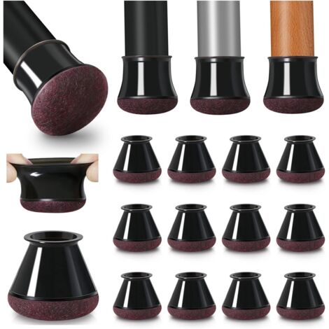 Protection Pied de Chaise, 20 pièces Petits protecteurs de Sol Noirs en Silicone avec revêtement en Feutre, Couvre-Jambes de Chaise Capuchons de Jambe de Chaise en Silicone, diamètre 20-30mm (1/5)