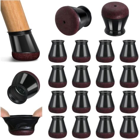 Protection Pied de Chaise, Patins pour Chaises en Silicone avec Feutre épaissi, 16 pièces Noir Petit Patin de Chaise Protections Tampon de Sol, réduire Les Rayures (1/5)
