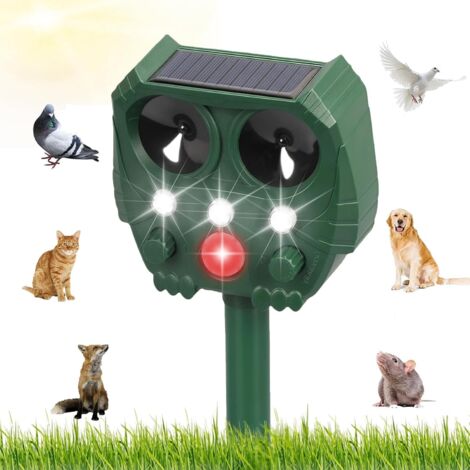 Répulsif Solaire à ultrasons pour Le Jardin avec détecteur de Mouvement PIR et lumière Clignotante, 5 Modes d'expulsion, étanche IP44, pour Lutter efficacement Contre Les Chats, Chiens (1/5)