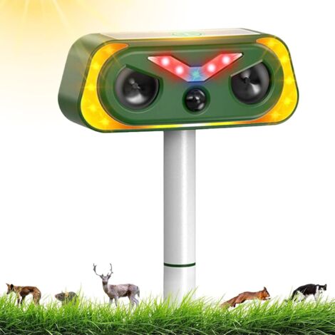 Répulsif Chat Ultrason, Repulsif Chat Solair USB Répulsif Animaux 2 Modes, Repulsif Chat Exterieur IP66 Imperméable avec Détecteur et Flash pour Anti Chats Chiens Souris Ratons Animaux de Jardin (1/5)