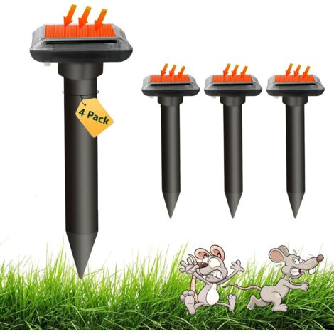 Répulsif à ultrasons - Lot de 4 répulsifs solaires Anti-Taupes - pour repousser Les campagnols, Les Taupes - pour chasser Les campagnols (1/5)