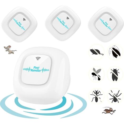 Mosquito Repellent, Ultrasonic Repellent, Plug-in Mosquito Repellent, Electronic Indoor Pest Control, Pest Control for Mosquitoes, Mice, Spiders, Cockroaches, Flies, Pack of 4 (1/5)