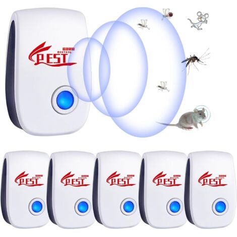 Ultrasonic Mosquito Repellent, 6 Pack Ultrasonic Mouse and Rat & Insect Repellent Electronic Device, Ultrasonic Repellent for Mice, Rats, Ants, Spiders, and Mosquitoes (1/5)