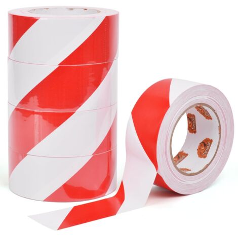Ruban De Marquage Au Sol PVC, Ruban De Signalisation, Bande Adhésive Pour La Sécurité, Pour L'avertissement De Danger, Rouge et blanc, 2inch X 50yard,5Rouleaux (1/5)