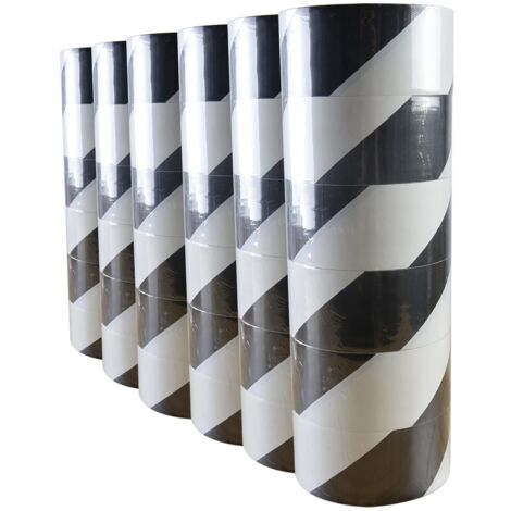 Ruban de Signalisation de Marquage de d'avertissement Hazard Ruban de Signalisation au Sol PVC Noir et Blanc 50mm x 32 m, 36Rouleaux (1/5)