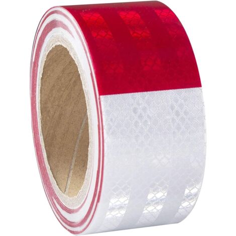 Bande Reflechissante Autocollante Rouge et Blanc 20mx5cm Ruban Reflechissant if Haute Intensité Bande Réfléchissante pour véhicules, Camion, remorques de Nuit, Rappel de sécurité (1/5)