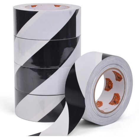 Ruban De Marquage Au Sol PVC, Ruban De Signalisation, Bande Adhésive Pour La Sécurité, Pour L'avertissement De Danger D'escalier, Noir et blanc, 2inch X 50yard,5roll (1/5)