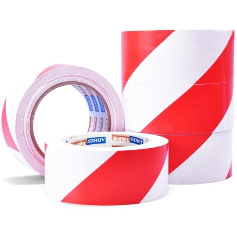 Ruban de Signalisation de Marquage de d'avertissement Hazard Ruban de Signalisation au Sol PVC rouge et blanc 50mm x 32 m, 5Rouleaux (1/5)