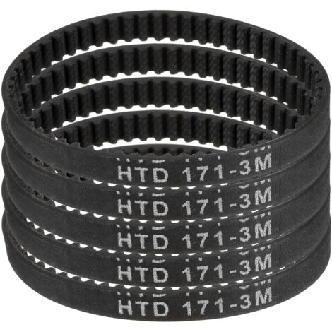 5pcs HTD-3M Courroie de Distribution en Caoutchouc 57 Dents, 171mm Longueur de Pas x 6mm Largeur x 2.4mm Hauteur, Courroie de Poulie en Boucle Fermée (1/5)