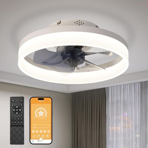 Silencieux Ventilateur Plafond 50 cm, Ventilateur de Plafond avec Telecommande, 6 Vitesses et vent Réversible，LED Dimmable, 3 Températures de Couleur en Option (1/5)