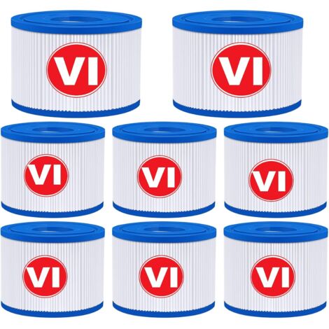 VI Filtre pour Spa, VI Filtre Cartouche Piscine Filtrantes, Cartouche VI Filtrante - Compatible avec Bestway 58323E, Compatible avec Coleman Saluspa 90427E, Compatible avec Lay-Z-Spa (8PCS) (1/5)