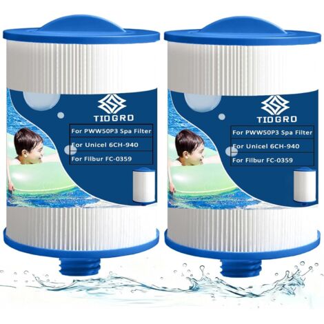 Filtre Spa PWW50P3,pour Unicel 6CH-940, pour Unicel 6CH-940 Filbur FC-0359,25252,03FIL1400 Remplacement, Filtre Spa 1 1/2 Pouce (PWW50-2 Pcs) (1/5)