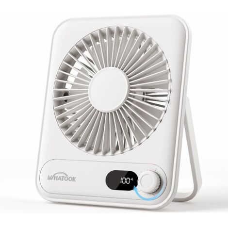 Ventilateur de table USB silencieux : régulateur en continu 1 à 100, batterie 5000 mAh, ventilateur rechargeable avec charge rapide et affichage LED, ventilateur compact portable pour bureau (1/5)