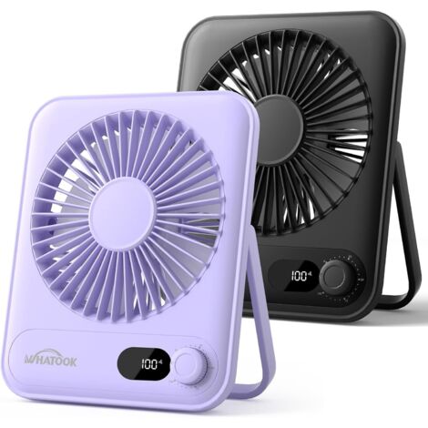 Lot de 2 Mini Ventilateur de Bureau USB:100 Vitesses et Batterie 5000mAh Silencieux Petit Ventilateur avec Charge Rapide USB-C, 24H Autonomie, Portatif Ventilateur Pliable Pour Bureau Voyage (1/5)
