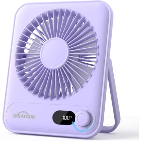 Ventilateur de table USB silencieux : régulateur en continu 1 à 100, batterie 5000 mAh, ventilateur rechargeable avec charge rapide et affichage LED, ventilateur compact portable pour bureau (1/5)