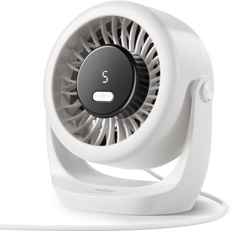 Ventilateur USB de Table, Puissant Jusqu'à 6 m/s, Affichage LED, 5 Vitesses, Rotation 360°, Mini Ventilateur Silencieux, Portable pour Maison, Bureau, Extérieur, Cuisine, Camping (1/5)