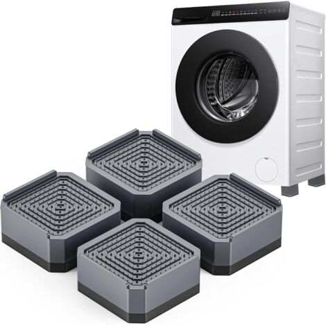 4 Patins Anti-Vibrations Machine à Laver, Socles pour Meubles – Rehausses pour Lave-Linge, lèche-Linge, réfrigérateurs, lit, canapé, Meuble TV (1 Couche 4 cm, Gris) (1/5)