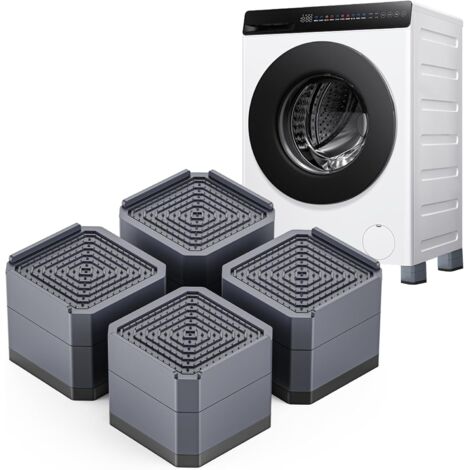 4 Patins Anti-Vibrations Machine à Laver, Socles pour Meubles \u2013 Rehausses pour Lave-Linge, lèche-Linge, réfrigérateurs, lit, canapé, Meuble TV (2 Couches 7,2 cm, Gris) (1/5)
