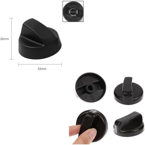 Bouton Plaque de Cuisson, Boutons de Commande Universels, Boutons de Réglage Universels, Bouton de Cuisinière, Bouton pour Réchaud à Gaz, pour Cuisine Cuisinière Réchaud à Gaz Four de Cuisson, Noir (1/4)