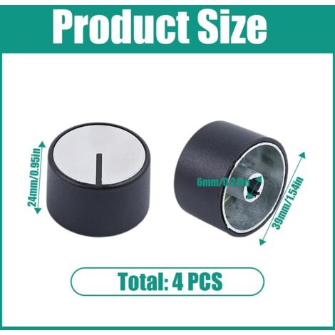 Pièces et accessoires pour tables de cuisson, 4 boutons de four, boutons de plaque de cuisson de 6 mm, boutons de commande universels pour plaques de cuisson à gaz (noir) (1/4)