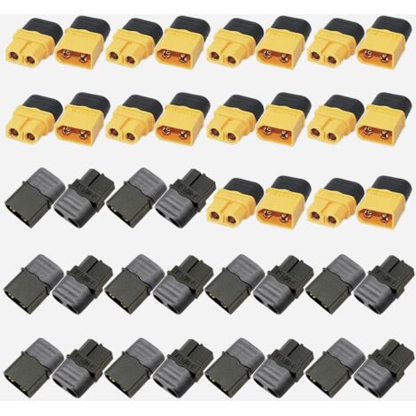 20 Paires XT60H Gaine Connecteur Connecteurs RC (20pcs Mâle + 20pcs Femelle) Noir et Jaune (1/5)