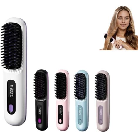 Brosse Cocoony pour Cheveux Courts Brosse, Lissante Rechargeable Portable, Un Volume Coiffe en 2 Minutes (Blanc)