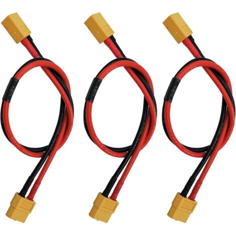 3-pièce Câbles d'extension Connecteur Mâle vers Femelle Prise XT60 avec Câble en Silicone 30cm 14AWG pour Batterie RC Lipo (1/5)