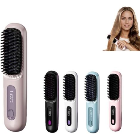 Brosse Cocoony pour Cheveux Courts Brosse, Lissante Rechargeable Portable, Un Volume Coiffe en 2 Minutes (Violette)