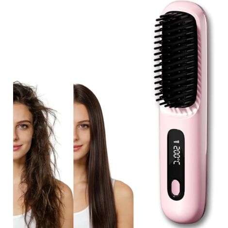 Brosse Coiffante Cocoony Cheveux Courts Version Améliorée 2026, Lissante Rechargeable Portable, Un Volume Coiffe en 2 Minutes, 3 Réglages De Température, Chauffage Rapide (Rose)