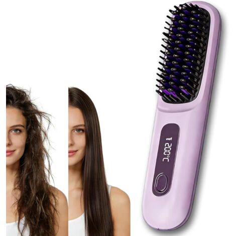 Brosse Coiffante Cocoony Cheveux Courts Version Améliorée 2026, Lissante Rechargeable Portable, Un Volume Coiffe en 2 Minutes, 3 Réglages De Température, Chauffage Rapide (Violet)
