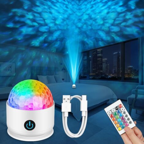 Projecteur Ciel Étoilé, 16 Couleurs LED Vague Océanique Projecteur, Projecteur de Galaxie avec Télécommande, Luminosité Réglables, Rechargeable, Veilleuse pour Chambre, Enfants, Adultes (1/5)