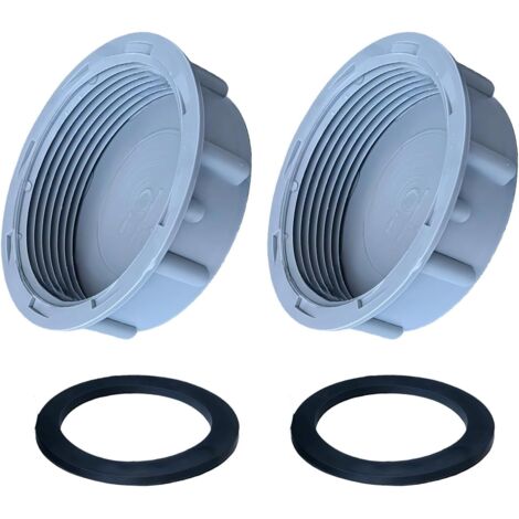 Lot de 2 bouchons de tuyau 54 mm, gris avec joints en caoutchouc, filetage intérieur, capuchons d'extrémités anti-fuite, accessoires de plomberie durables pour cuisine et salle de bain (1/5)