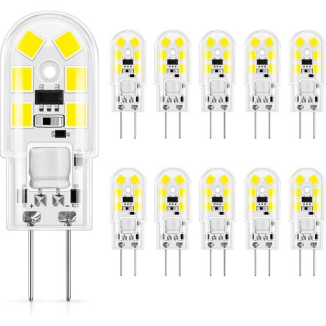 Ampoule G4 LED 12V, 1.5W équivalent à 15-20W halogène, Blanc froid 6000K, 160lm, G4 LED ampoule d'éclairage, Parfait pour hotte de cuisine et lustre, Non dimmable, 10 Pièces