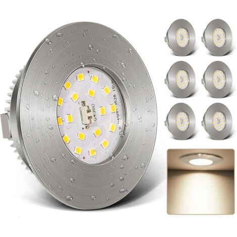 6W Spot Encastrable LED 230V - Spots LED Ultra Plats 4000K Blanc Neutre - IP44 Trou Φ 60-65mm Spots de Plafond Pour Salle de Bain Cuisine Salon - Nickel Mat Lot de 6 (1/5)